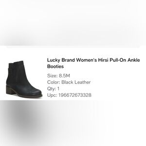 Brand New Lucky Brand Black Pull-on Ankle booties